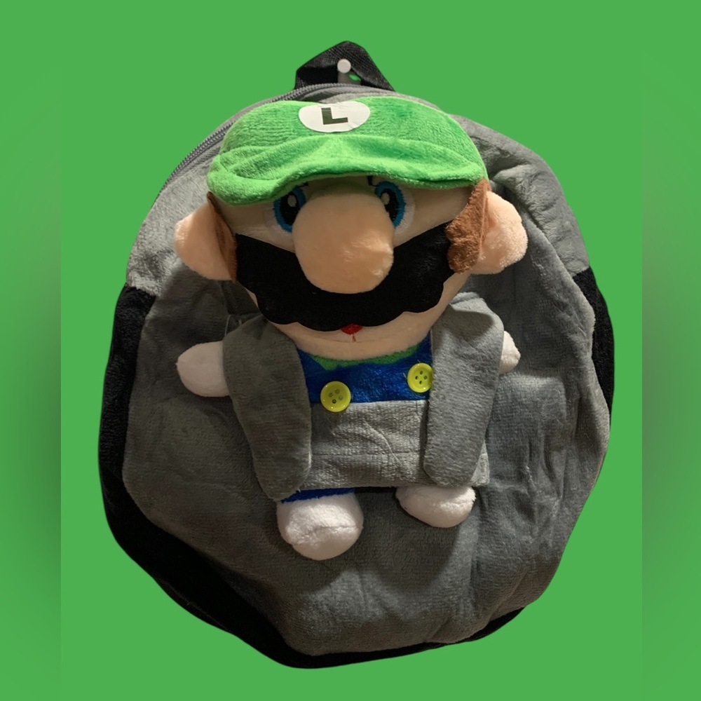 Luigi Bag Super Mario Bros Luigi Soft Small Bag-pack. Luigi plush Bag